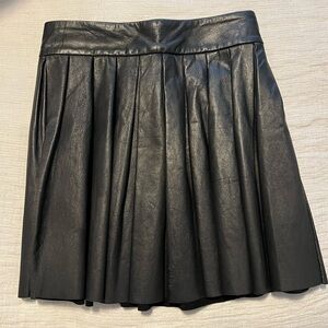 Alice + Olivia Black Leather A-Line Skirt